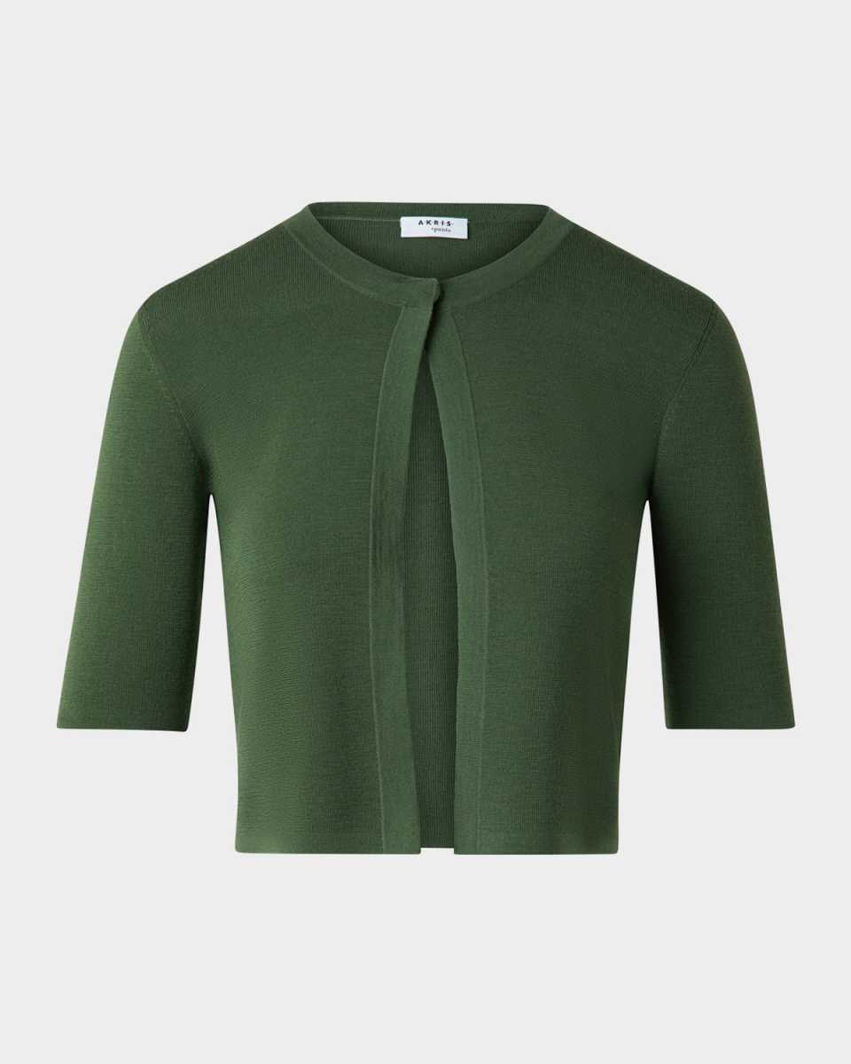One Button Merino Wool Cropped Cardigan
